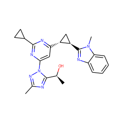 Cc1nc([C@H](C)O)n(-c2cc([C@@H]3C[C@H]3c3nc4ccccc4n3C)nc(C3CC3)n2)n1 ZINC000207208646