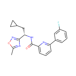 Cc1nc([C@H](CC2CC2)NC(=O)c2cccc(-c3cccc(F)c3)n2)no1 ZINC000207741357