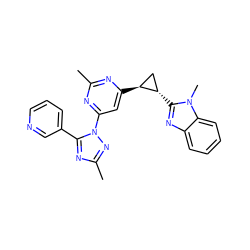 Cc1nc([C@H]2C[C@@H]2c2nc3ccccc3n2C)cc(-n2nc(C)nc2-c2cccnc2)n1 ZINC000205291812