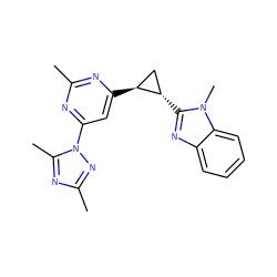 Cc1nc([C@H]2C[C@@H]2c2nc3ccccc3n2C)cc(-n2nc(C)nc2C)n1 ZINC000142975076