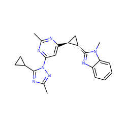 Cc1nc([C@H]2C[C@@H]2c2nc3ccccc3n2C)cc(-n2nc(C)nc2C2CC2)n1 ZINC000205294267