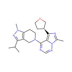 Cc1nc([C@H]2CCOC2)c2c(N3CCc4c(c(C(C)C)nn4C)C3)ncnn12 ZINC000169711715