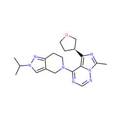 Cc1nc([C@H]2CCOC2)c2c(N3CCc4nn(C(C)C)cc4C3)ncnn12 ZINC000169711731