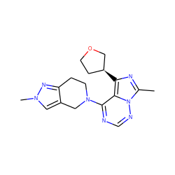 Cc1nc([C@H]2CCOC2)c2c(N3CCc4nn(C)cc4C3)ncnn12 ZINC000169711730