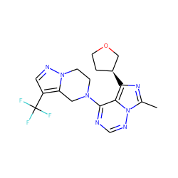 Cc1nc([C@H]2CCOC2)c2c(N3CCn4ncc(C(F)(F)F)c4C3)ncnn12 ZINC000169711682