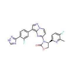 Cc1nc([C@H]2COC(=O)N2c2ccn3ncc(-c4ccc(-c5nc[nH]n5)c(F)c4)c3n2)ccc1F ZINC000068250282