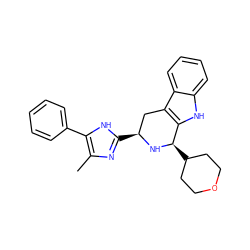 Cc1nc([C@H]2Cc3c([nH]c4ccccc34)[C@@H](C3CCOCC3)N2)[nH]c1-c1ccccc1 ZINC000653740416