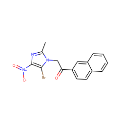 Cc1nc([N+](=O)[O-])c(Br)n1CC(=O)c1ccc2ccccc2c1 ZINC000004876033