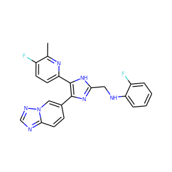 Cc1nc(-c2[nH]c(CNc3ccccc3F)nc2-c2ccc3ncnn3c2)ccc1F ZINC000473160617