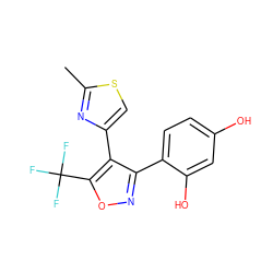 Cc1nc(-c2c(-c3ccc(O)cc3O)noc2C(F)(F)F)cs1 ZINC000017747527