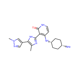 Cc1nc(-c2c(N[C@H]3CC[C@@H](N)CC3)cc[nH]c2=O)[nH]c1-c1cnn(C)c1 ZINC000653726366