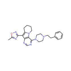 Cc1nc(-c2c3n(c4c(N5CCN(CCc6ccccc6)CC5)ncnc24)CCCC3)no1 ZINC000013559645