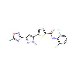 Cc1nc(-c2cc(-c3ccc(C(=O)Nc4c(F)cccc4F)s3)n(C)n2)no1 ZINC000114457449