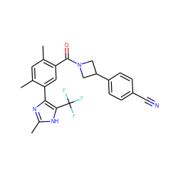 Cc1nc(-c2cc(C(=O)N3CC(c4ccc(C#N)cc4)C3)c(C)cc2C)c(C(F)(F)F)[nH]1 ZINC000220793232