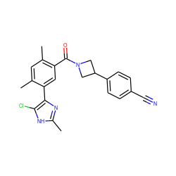 Cc1nc(-c2cc(C(=O)N3CC(c4ccc(C#N)cc4)C3)c(C)cc2C)c(Cl)[nH]1 ZINC000219077412