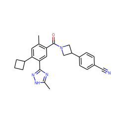 Cc1nc(-c2cc(C(=O)N3CC(c4ccc(C#N)cc4)C3)c(C)cc2C2CCC2)n[nH]1 ZINC000219033870