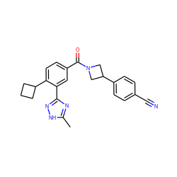 Cc1nc(-c2cc(C(=O)N3CC(c4ccc(C#N)cc4)C3)ccc2C2CCC2)n[nH]1 ZINC000220786685