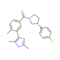 Cc1nc(-c2cc(C(=O)N3CC[C@H](c4ccc(Cl)cc4)C3)ccc2C)c(C)[nH]1 ZINC000219013026