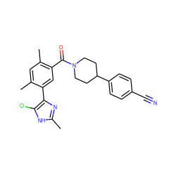 Cc1nc(-c2cc(C(=O)N3CCC(c4ccc(C#N)cc4)CC3)c(C)cc2C)c(Cl)[nH]1 ZINC000218936258