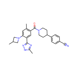 Cc1nc(-c2cc(C(=O)N3CCC(c4ccc(C#N)cc4)CC3)c(C)cc2N2CC(C)C2)n[nH]1 ZINC000220781459