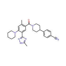 Cc1nc(-c2cc(C(=O)N3CCC(c4ccc(C#N)cc4)CC3)c(C)cc2N2CCCCC2)n[nH]1 ZINC000219012265