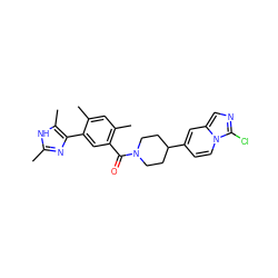 Cc1nc(-c2cc(C(=O)N3CCC(c4ccn5c(Cl)ncc5c4)CC3)c(C)cc2C)c(C)[nH]1 ZINC000220780106