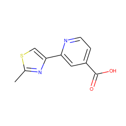 Cc1nc(-c2cc(C(=O)O)ccn2)cs1 ZINC000082365670