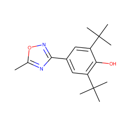 Cc1nc(-c2cc(C(C)(C)C)c(O)c(C(C)(C)C)c2)no1 ZINC000013727661