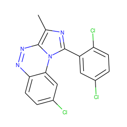 Cc1nc(-c2cc(Cl)ccc2Cl)n2c1nnc1ccc(Cl)cc12 ZINC000095578506