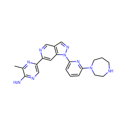 Cc1nc(-c2cc3c(cn2)cnn3-c2cccc(N3CCCNCC3)n2)cnc1N ZINC000211007586