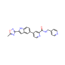 Cc1nc(-c2cc3cc(-c4ccnc(C(=O)NCc5ccncc5)c4)ccc3[nH]2)no1 ZINC000115831406