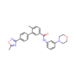 Cc1nc(-c2ccc(-c3cc(C(=O)Nc4cccc(N5CCOCC5)c4)ccc3C)cc2)no1 ZINC000040976116