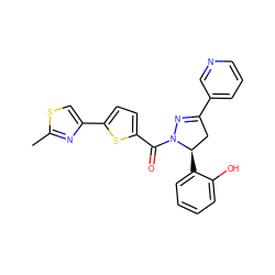 Cc1nc(-c2ccc(C(=O)N3N=C(c4cccnc4)C[C@H]3c3ccccc3O)s2)cs1 ZINC000071335174