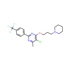 Cc1nc(-c2ccc(C(F)(F)F)cc2)nc(OCCCN2CCCCC2)c1Cl ZINC000299820091