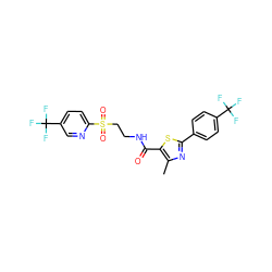 Cc1nc(-c2ccc(C(F)(F)F)cc2)sc1C(=O)NCCS(=O)(=O)c1ccc(C(F)(F)F)cn1 ZINC000299855098