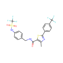 Cc1nc(-c2ccc(C(F)(F)F)cc2)sc1C(=O)NCc1ccc(NS(=O)(=O)C(F)(F)F)cc1 ZINC000028978854