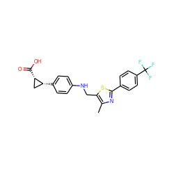 Cc1nc(-c2ccc(C(F)(F)F)cc2)sc1CNc1ccc([C@@H]2C[C@@H]2C(=O)O)cc1 ZINC000036410226