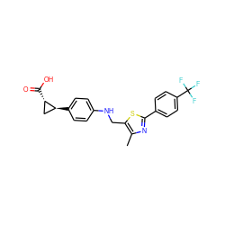 Cc1nc(-c2ccc(C(F)(F)F)cc2)sc1CNc1ccc([C@H]2C[C@@H]2C(=O)O)cc1 ZINC000028571979