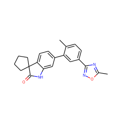 Cc1nc(-c2ccc(C)c(-c3ccc4c(c3)NC(=O)C43CCCC3)c2)no1 ZINC000073196953