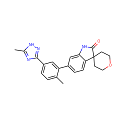 Cc1nc(-c2ccc(C)c(-c3ccc4c(c3)NC(=O)C43CCOCC3)c2)n[nH]1 ZINC000073160260