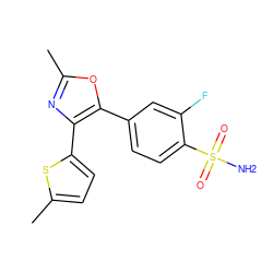 Cc1nc(-c2ccc(C)s2)c(-c2ccc(S(N)(=O)=O)c(F)c2)o1 ZINC000013473015