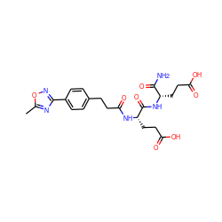 Cc1nc(-c2ccc(CCC(=O)N[C@@H](CCC(=O)O)C(=O)N[C@@H](CCC(=O)O)C(N)=O)cc2)no1 ZINC000169701558