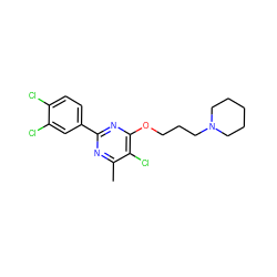 Cc1nc(-c2ccc(Cl)c(Cl)c2)nc(OCCCN2CCCCC2)c1Cl ZINC000299821690