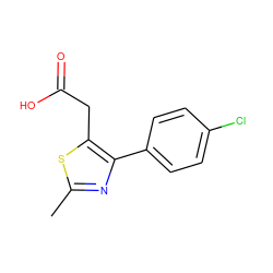 Cc1nc(-c2ccc(Cl)cc2)c(CC(=O)O)s1 ZINC000004384291