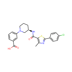 Cc1nc(-c2ccc(Cl)cc2)sc1C(=O)N[C@@H]1CCCN(c2cccc(C(=O)O)c2)C1 ZINC000034598049