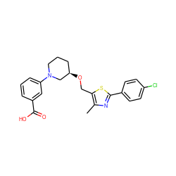 Cc1nc(-c2ccc(Cl)cc2)sc1CO[C@@H]1CCCN(c2cccc(C(=O)O)c2)C1 ZINC000034631011