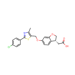 Cc1nc(-c2ccc(Cl)cc2)sc1COc1ccc2c(c1)OC[C@@H]2CC(=O)O ZINC000653740434