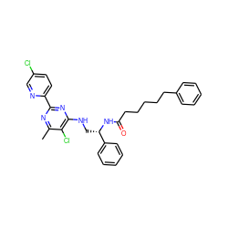 Cc1nc(-c2ccc(Cl)cn2)nc(NC[C@H](NC(=O)CCCCCc2ccccc2)c2ccccc2)c1Cl ZINC000096271218