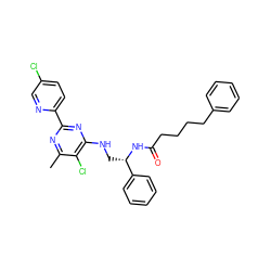 Cc1nc(-c2ccc(Cl)cn2)nc(NC[C@H](NC(=O)CCCCc2ccccc2)c2ccccc2)c1Cl ZINC000096271219