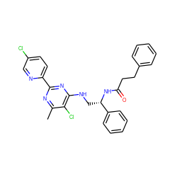 Cc1nc(-c2ccc(Cl)cn2)nc(NC[C@H](NC(=O)CCc2ccccc2)c2ccccc2)c1Cl ZINC000096271221